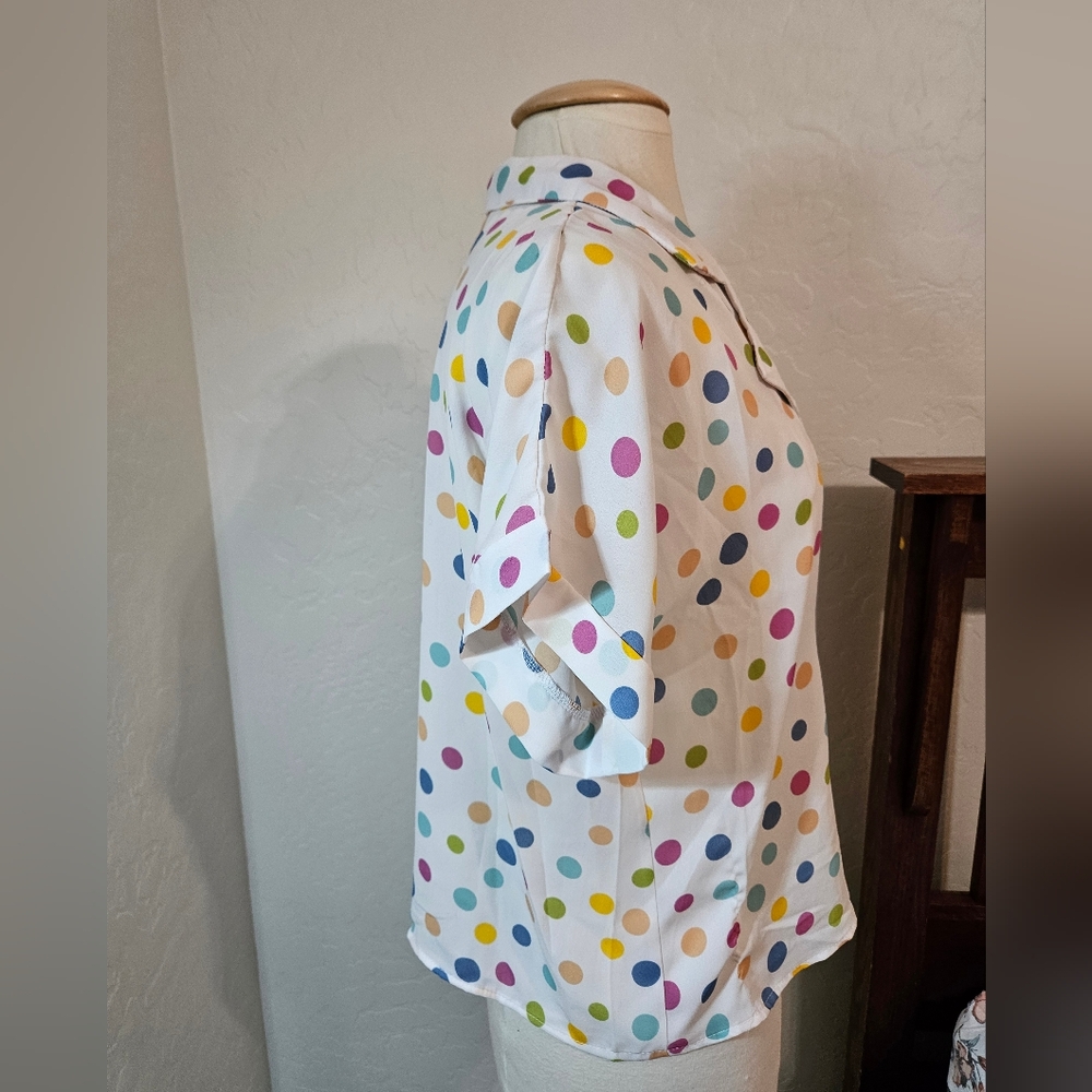 Colorful Polka Dot Button-Up Shirt - Picture 2 of 6